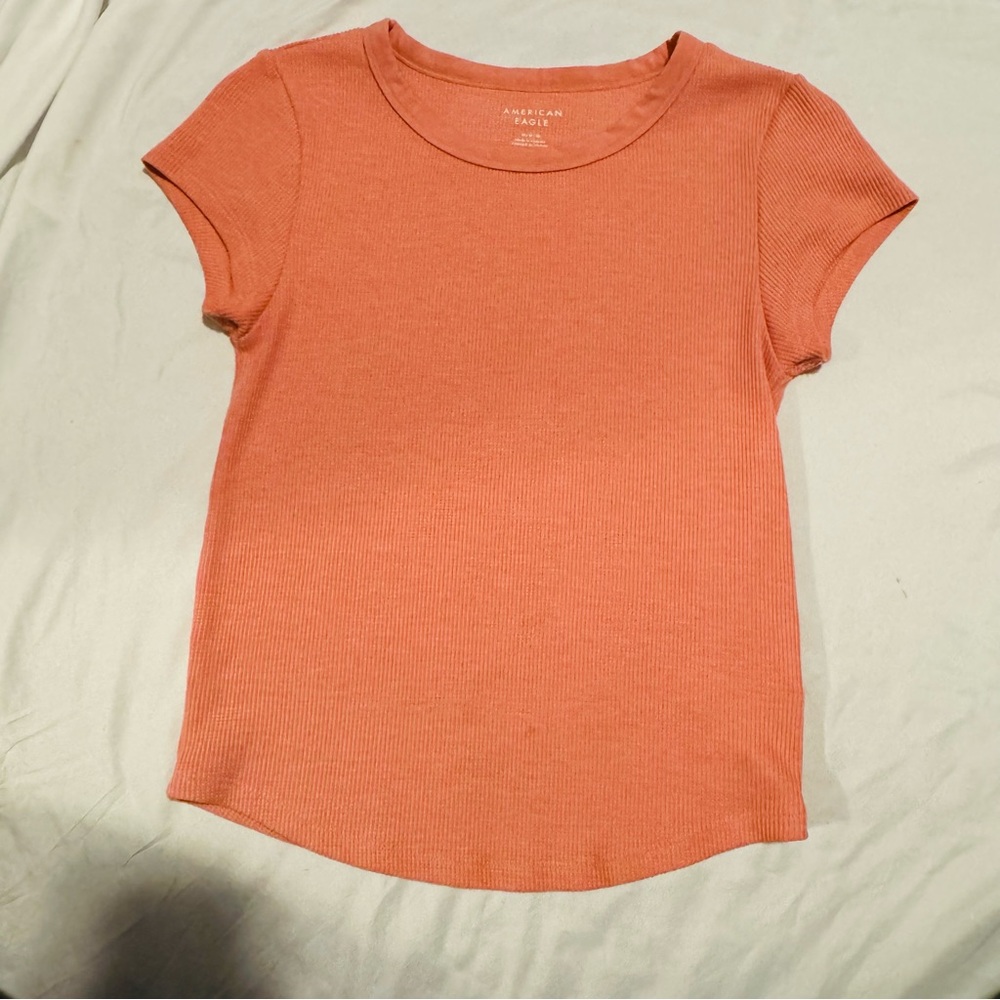 American Eagle Orange Ribbed Tee